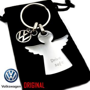 Portachiavi Originale Logo VW e Angelo Custode DRIVE SAFE per Volkswagen in Acciaio 