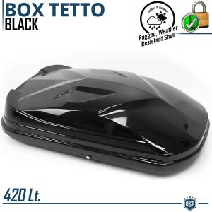 Box da Tetto Auto 420 Litri, Baule da Viaggio Nero Portabagagli Portatutto