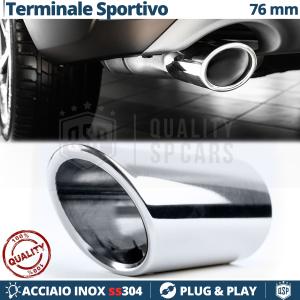 TERMINALE di Scarico Auto Tondo in ACCIAIO Inox Cromato | Per Marmitte Ø 65-70 MM