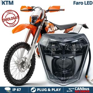 FARO LED Per Moto KTM OMOLOGATO Uso Stradale | Luce Bianca POTENTE 6500K | Plug and Play