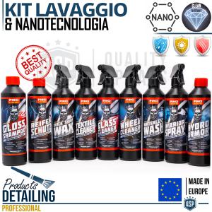 Prodotti LAVAGGIO Auto Professionali KIT Detailing COMPLETO | Nanotecnologia, Lucidatura, Pulizia | MADE IN EUROPE