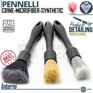 3 Pennelli Pulizia INTERNI Auto Detailing Professionale | Setole SPECIFICHE Antigraffio Antistatiche