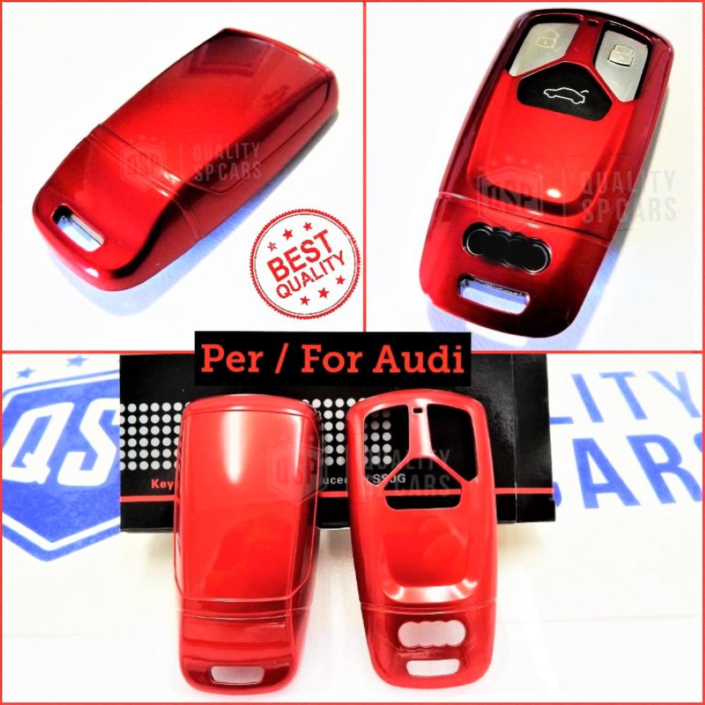 Rigid Schlüssel Fernbedienung Schutz Hülle metallisch Rot für Audi A4 (B9)  Gehäuse aus Thermischer Abs