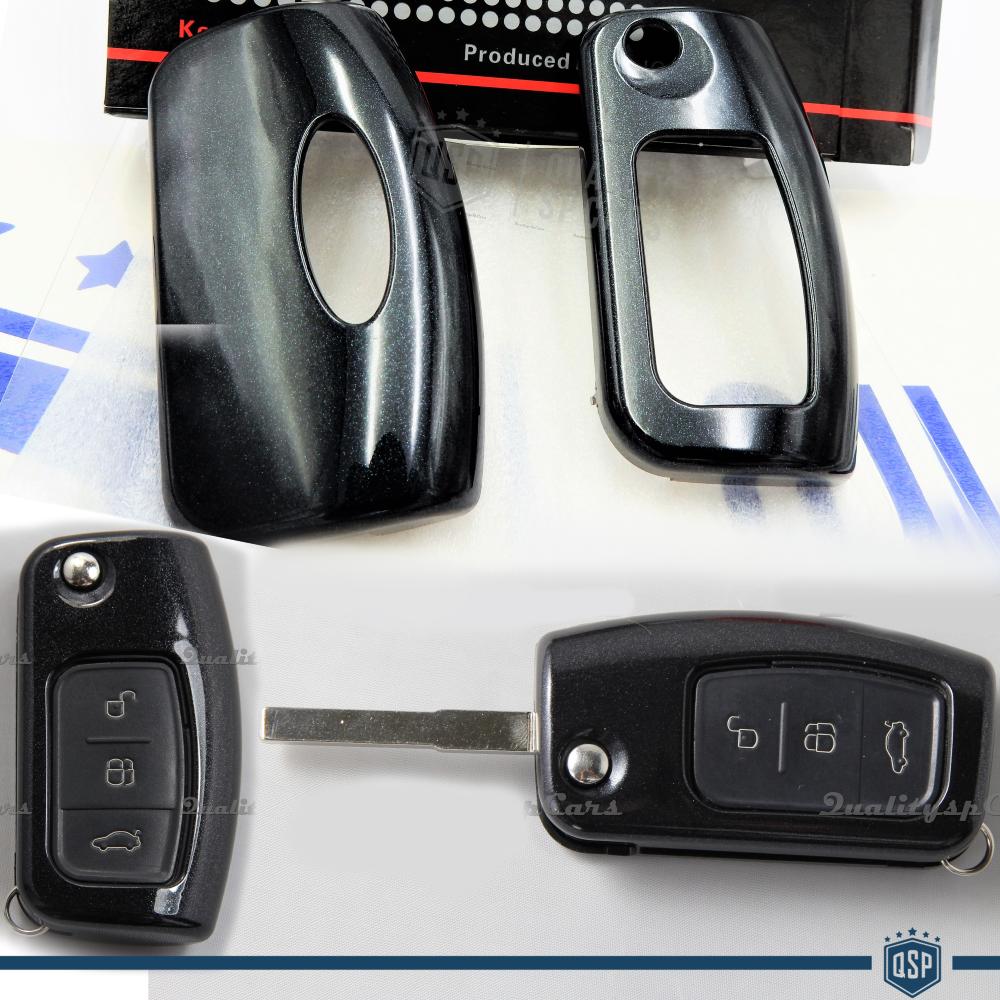 Rigid Schlüssel Fernbedienung Schutz Hülle metallisch Schwarz für Ford S  Max I Gehäuse aus Thermischer Abs