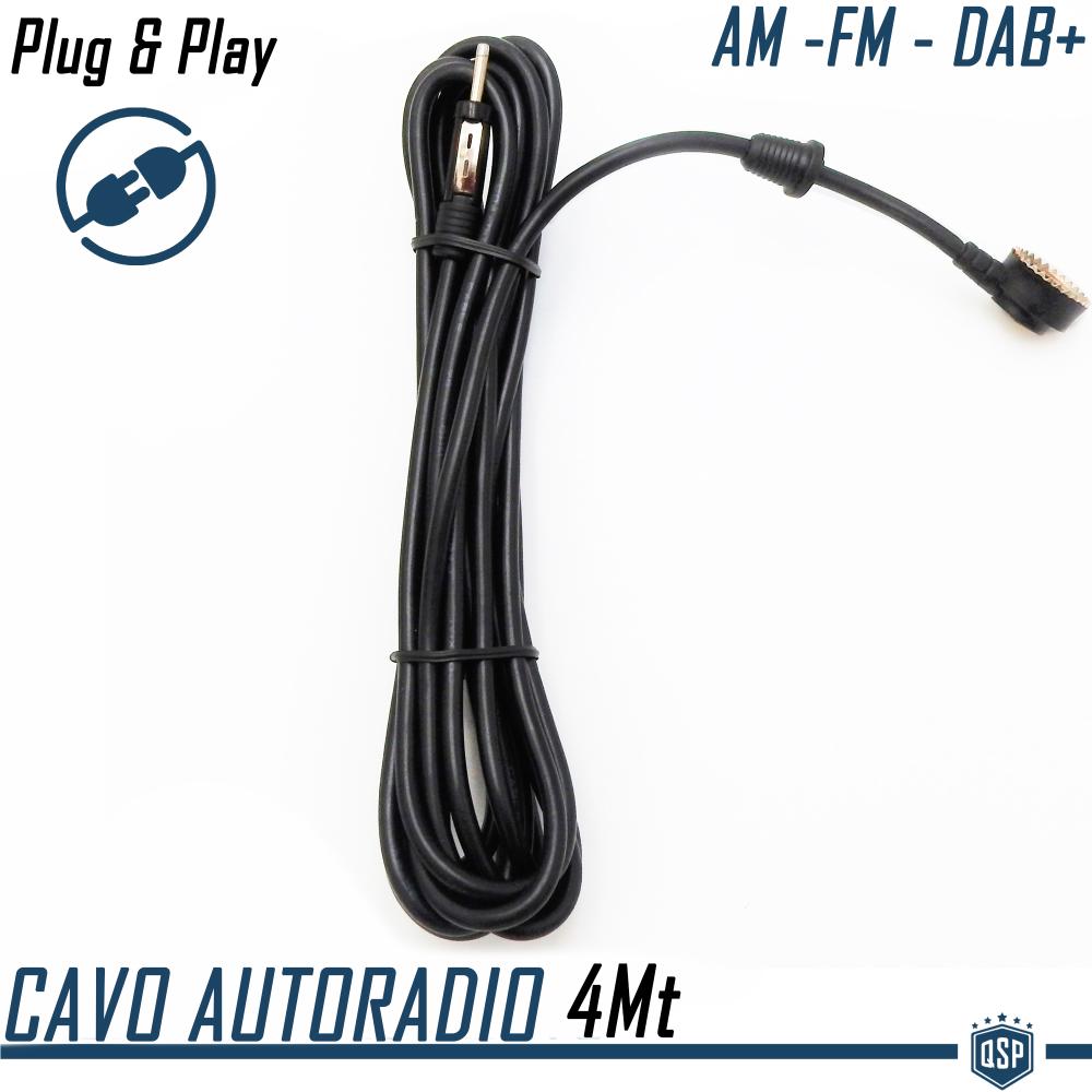 Antennen Kabel für Auto | 4Mt | ECHTER EMPFANG AM-FM-DAB+ RADIO Signal
