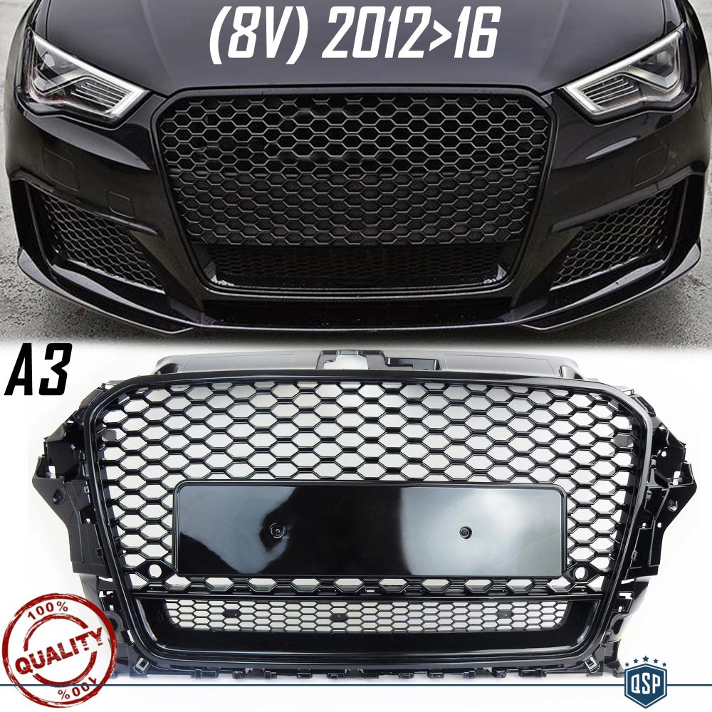 Waben Nebelscheinwerfer Gitter Schwarz Chrom für Audi A3 8V 12-16 nicht RS3