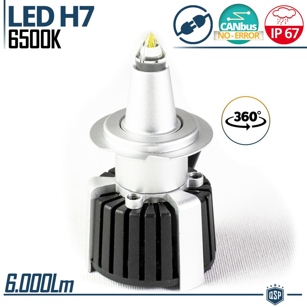 1 Ampoule LED H7 à Quartz 360° CANBUS | Lumière Blanche Puissant 6500K 55W