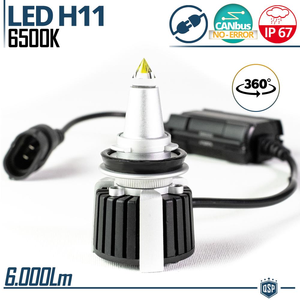 1 Quartz LED H11 Bulb 360° CANBUS | Powerful White Light 6500K 55W