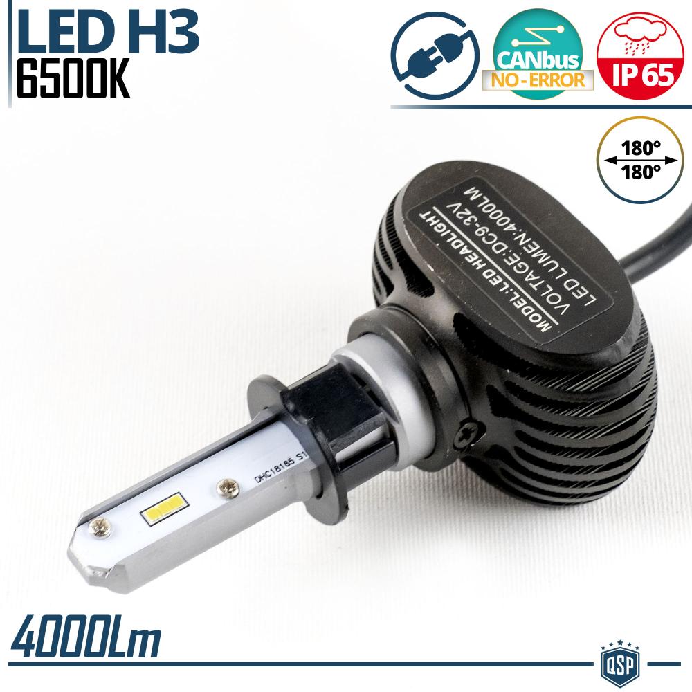1pc Full LED H3 Bulb CANbus  Led Headlight Conversion White Light 6500K  4000LM