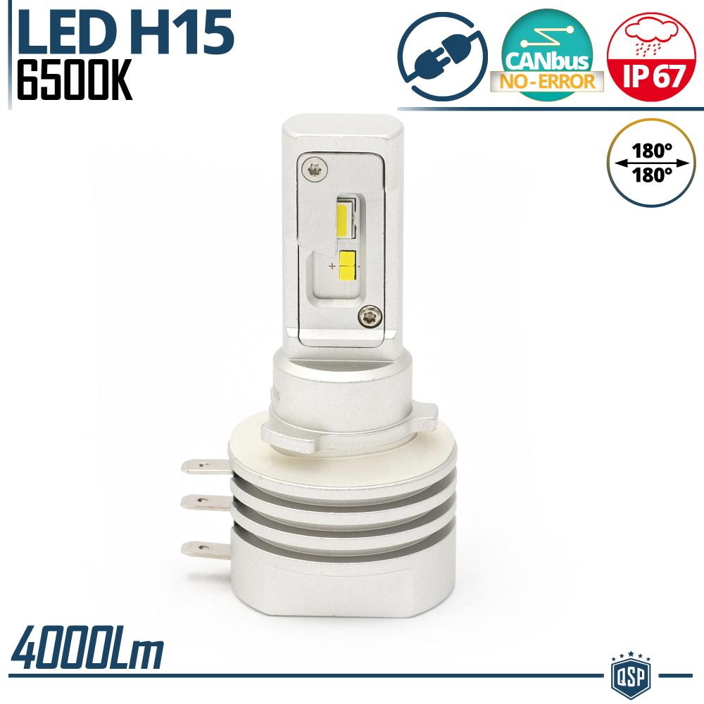 1 Ampoule LED H15 | Blanc Pur 6.500K Puissant 4000LM | CANbus Anti Erreur,  Plug & Play