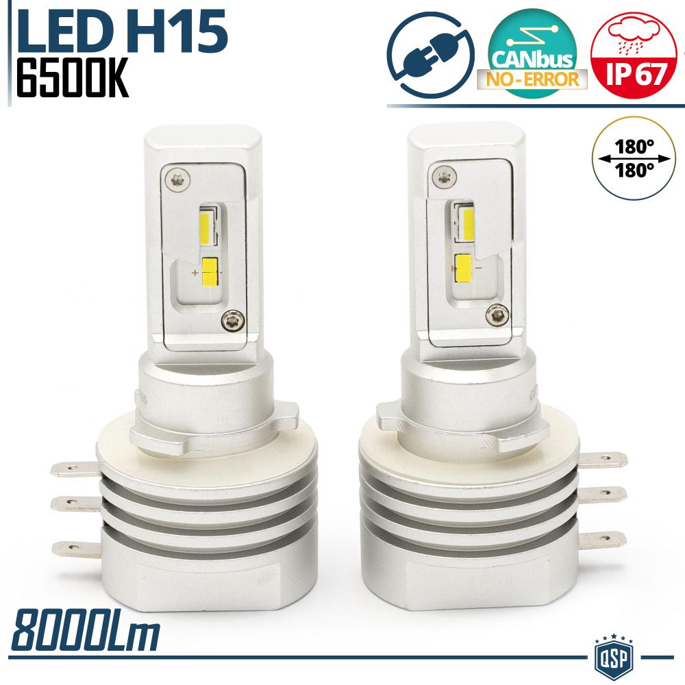 LED H15 Kit Plug & Play, LED Conversion DAYTIME DRL + HIGH BEAM, Powerful  White Ice 6500K 8000LM