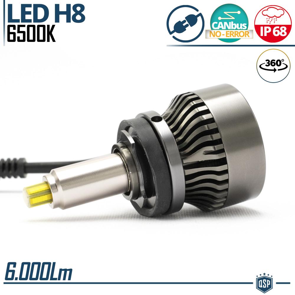 1 Ampoule LED H8 pour PHARE LENTICULAIRE, Lumière Puissante à 360° 6000  Lumens, Conversion de HALOGÈNE H8 à LED