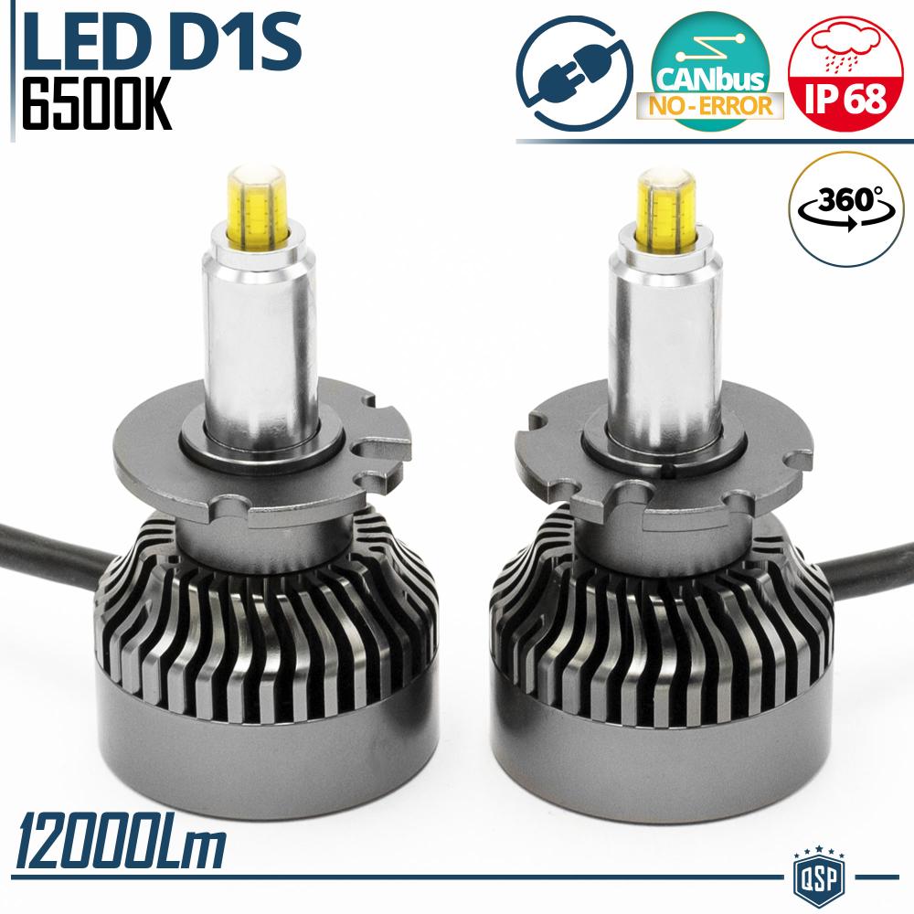 Kit LED D1S | Conversion de Xenon HID à Ampoules LED | Lumière Blanche  Puissante à 360° | 12000LM 6500K