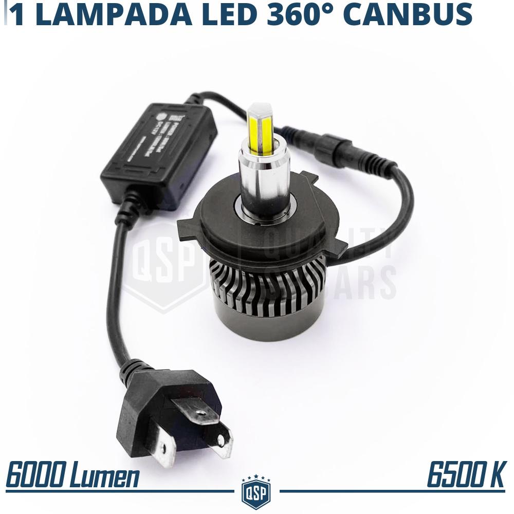 1 Ampoule LED H4 pour PHARE LENTICULAIRE, Lumière Puissante à 360° 6000  Lumens, Conversion de HALOGÈNE H4 à LED