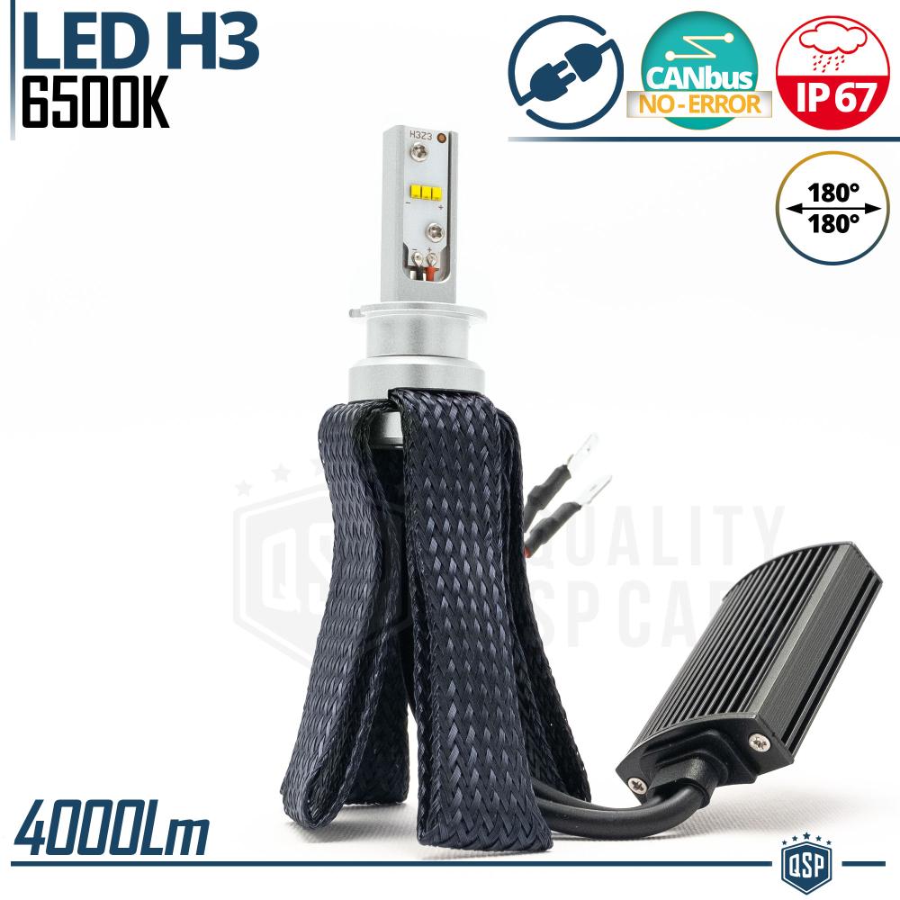 1 H3 LED Birne CANbus Plug & Play, NEW EINSTELLBARER RING, Umwandlung von  Halogenlampen H3 zu LED