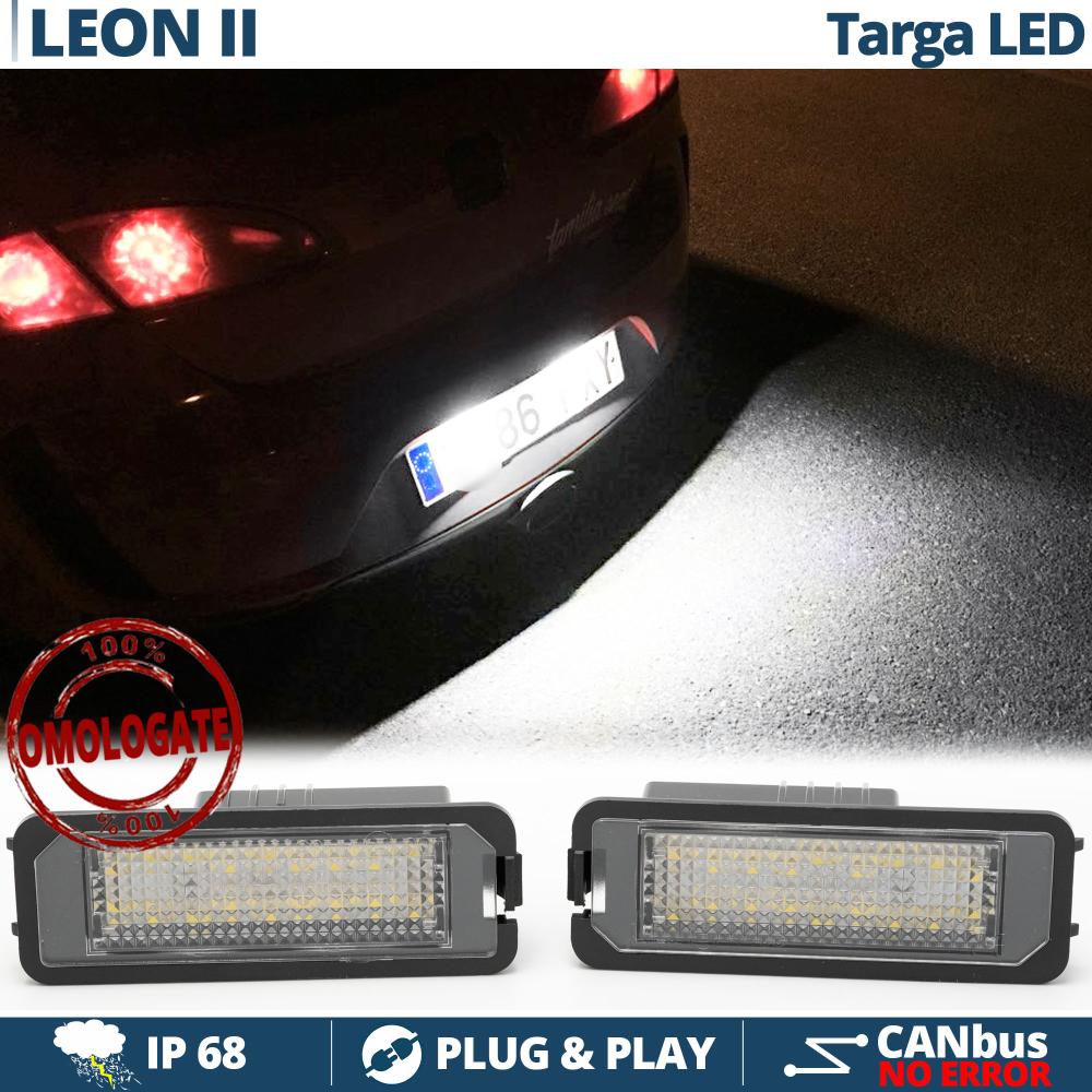 2 Plafonnieres LED Plaque Immatriculation pour Seat Leon MK2 (1P