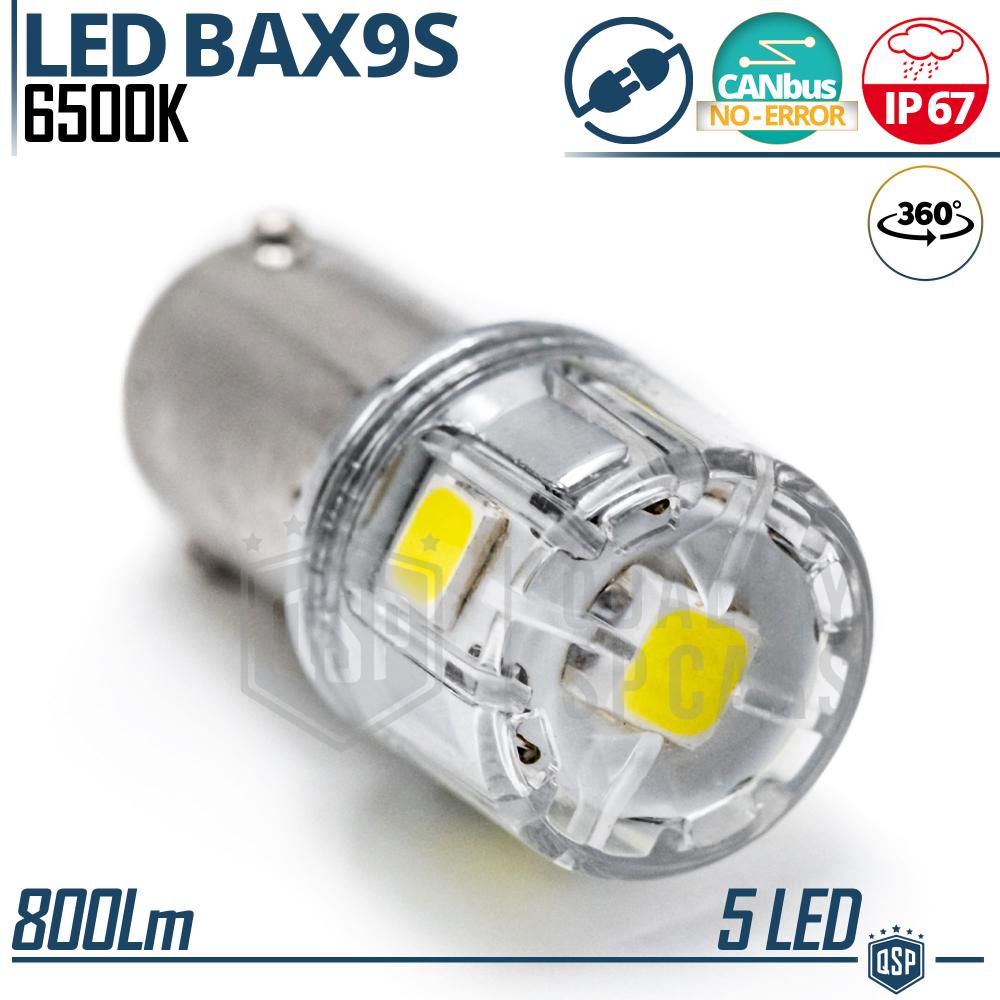 1pc BAX9S H6W LED Bulb Canbus, 360° White ICE Light 6500K