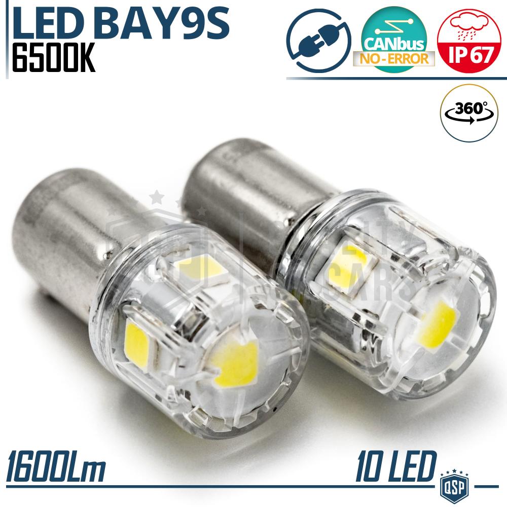2pcs BAY9S H21W LED Bulbs Canbus, Led Parking Lights ICE White 6500K