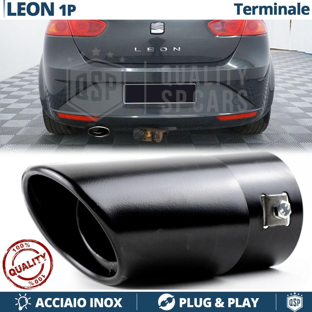 1 OVAL EXHAUST TIP for SEAT LEON 1P Black Stainless Steel