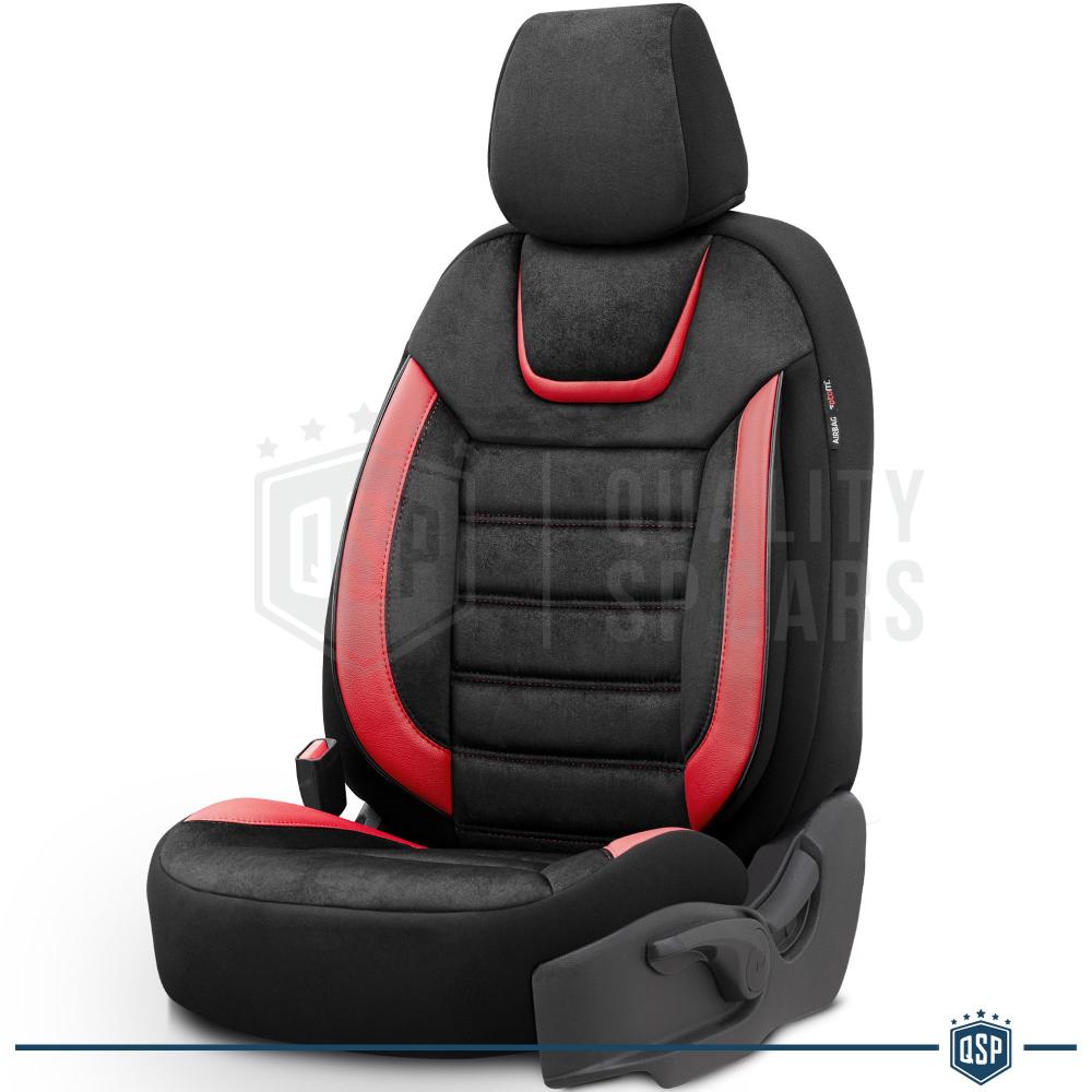 Alcantara combinat cu piele ecologică – Fir roșu - Auto Seat Covers