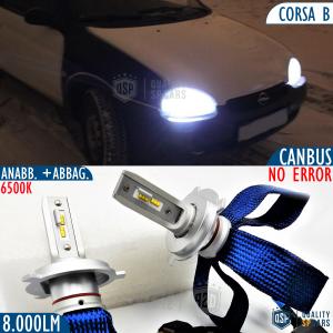 Lampade LED H4 per OPEL CORSA B Anabbaglianti + Abbaglianti CANbus | 6500K Bianco Ghiaccio