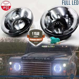 X2 Full LED 7" Inches Headlights 6500K for LAND ROVER DEFENDER HEADLIGHT Parking Lights - Low Beam - High Beam - Angel Eyes - Turn Light