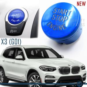 KEY ENGINE IGNITION BLUE BUTTON "START STOP ENGINE" IN ABS FOR BMW X3 SERIES ( G01 ) with OFF Button, Anti-Scratches NO FOOTPRINT