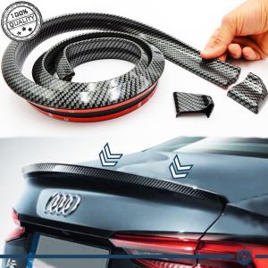 Adhesive Rear SPOILER FOR AUDI A4-A5-A6, for Trunk / Roof Lip Wing in BLACK Carbon Fiber Effect EPDM flexible