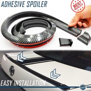 Adhesive Rear SPOILER Compatible with TOYOTA, for Trunk / Roof Lip Wing in BLACK Carbon Fiber Effect EPDM flexible