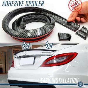 Adhesive Rear SPOILER FOR MERCEDES CLS-CLC, for Trunk / Roof Lip Wing in BLACK Carbon Fiber Effect EPDM flexible