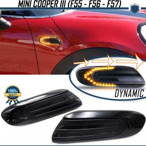 2 Black Sequential Dynamic LED Side Markers for MINI COOPER F55 F56 F57 (13-22) | E-Approved, Canbus No Error