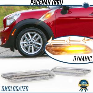 2 Sequential Dynamic LED Side Markers for MINI PACEMAN R61 (12-16) | E-Approved, White Lens, Canbus No Error
