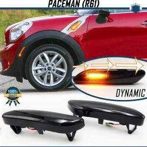 2 Sequential Dynamic LED Side Markers for MINI PACEMAN R61 (12-16) | E-Approved, Black Lens, Canbus No Error