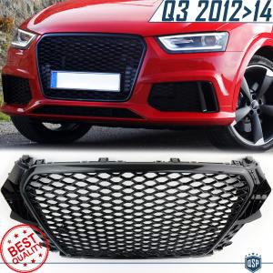Front GRILLE for AUDI Q3 RSQ3 8U (11-14) | Honeycomb, Glossy Black