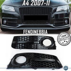 Fog Light Grill Trim for AUDI A4 RS4 (B8) 07>11 | Honeycomb, Black Front Lower Bumper Cover Grille   
