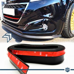 Adhesive SPOILER Compatible With PEUGEOT, Bumper Lip or Side Skirt in BLACK EPDM flexible