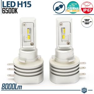 Kit LED H15 Plug & Play | Conversión LED LUCES DIURNAS SRL + CARRETERA |  6500K Blanco Frío 8000LM | CANbus