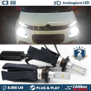 Lampade LED H7 per Citroen C3 3 Luci Bianche Anabbaglianti CANbus | 6500K 8000LM