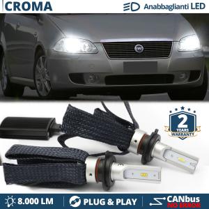 H7 LED Kit für Fiat Croma 194 05-07 Abblendlicht CANbus Birnen | 6500K Weißes Eis 8000LM
