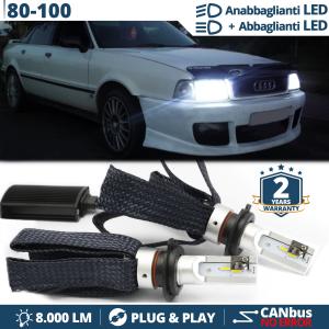 H4 LED Kit für AUDI 80, 100 Abblendlicht + Fernlicht | 6500K Weiss Eis 8000LM CANbus