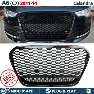 Front GRILLE for AUDI A6 RS6 C7 (11-14) | Honeycomb, Glossy Black