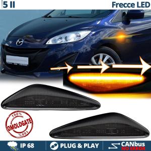 LED Side Markers for Mazda 5 2 (CW) Sequential Dynamic, Black Smoke Lens, E-Approved, Canbus No Error
