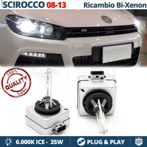 Coppia Lampadine di Ricambio Bi-Xenon D1S per VOLKSWAGEN SCIROCCO 3 08-14 Luci Bianco Ghiaccio 6000K 35W