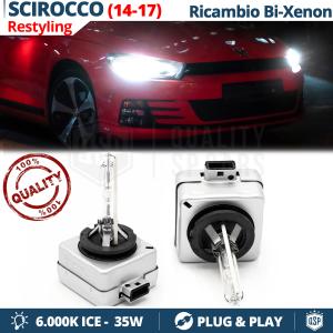 Coppia Lampadine di Ricambio Bi-Xenon D3S per VOLKSWAGEN SCIROCCO 14-17 Luci Bianco Ghiaccio 6000K 35W