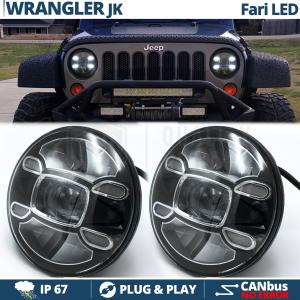 2 Full LED 7" Inches Headlights for JEEP WRANGLER JK 6500K Ice White | Parking Lights + Low + High Beam