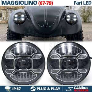 2 Full LED 7" Inches Headlights for VW BEETLE-BUG CLASSIC 6500K Ice White | Parking Lights + Low + High Beam