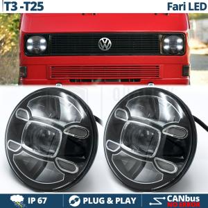 2 Full LED 7" Inches Headlights for VW TRANSPORTER T3 T25 (79-85) 6500K Ice White | Parking Lights + Low + High Beam