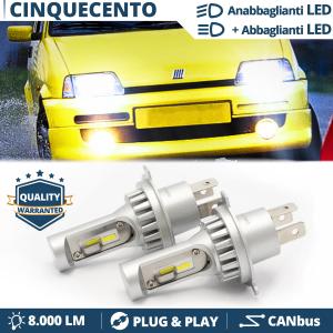 Kit Led H4 para FIAT CINQUECENTO Luces de Cruce + Carretera 6500k 8000LM | Plug & Play CANbus