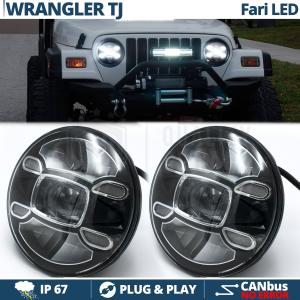 2 Full LED 7" Inches Headlights for JEEP WRANGLER TJ 6500K Ice White | Parking Lights + Low + High Beam