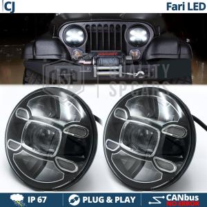 2 Full LED 7" Inches Headlights for JEEP CJ 6500K Ice White | Parking Lights + Low + High Beam